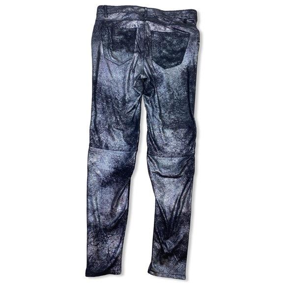 ⭐️ZARA Woman Premium Denim Collection Metallic Stretch Moto Leggings Pants - Picture 3 of 7